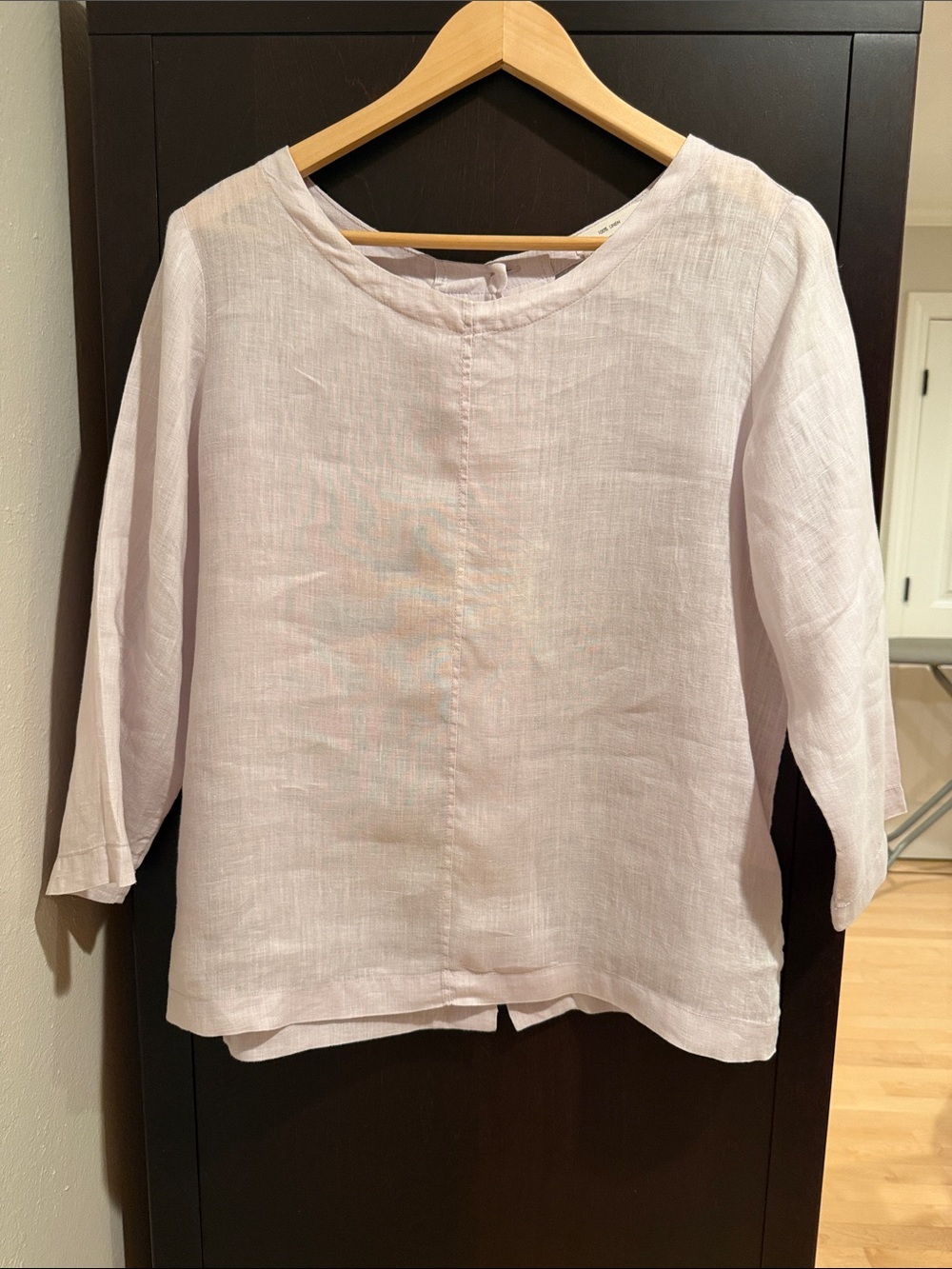 Nicole Miller Pale Pink Linen Boatneck Blouse